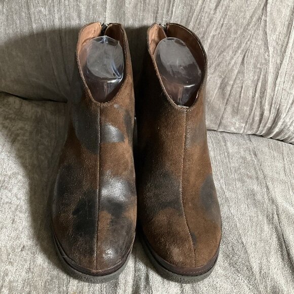 Donald J Pliner Booties 7.5M Daphne Brown Leather Wedge Suede Distressed Leather - Picture 2 of 14